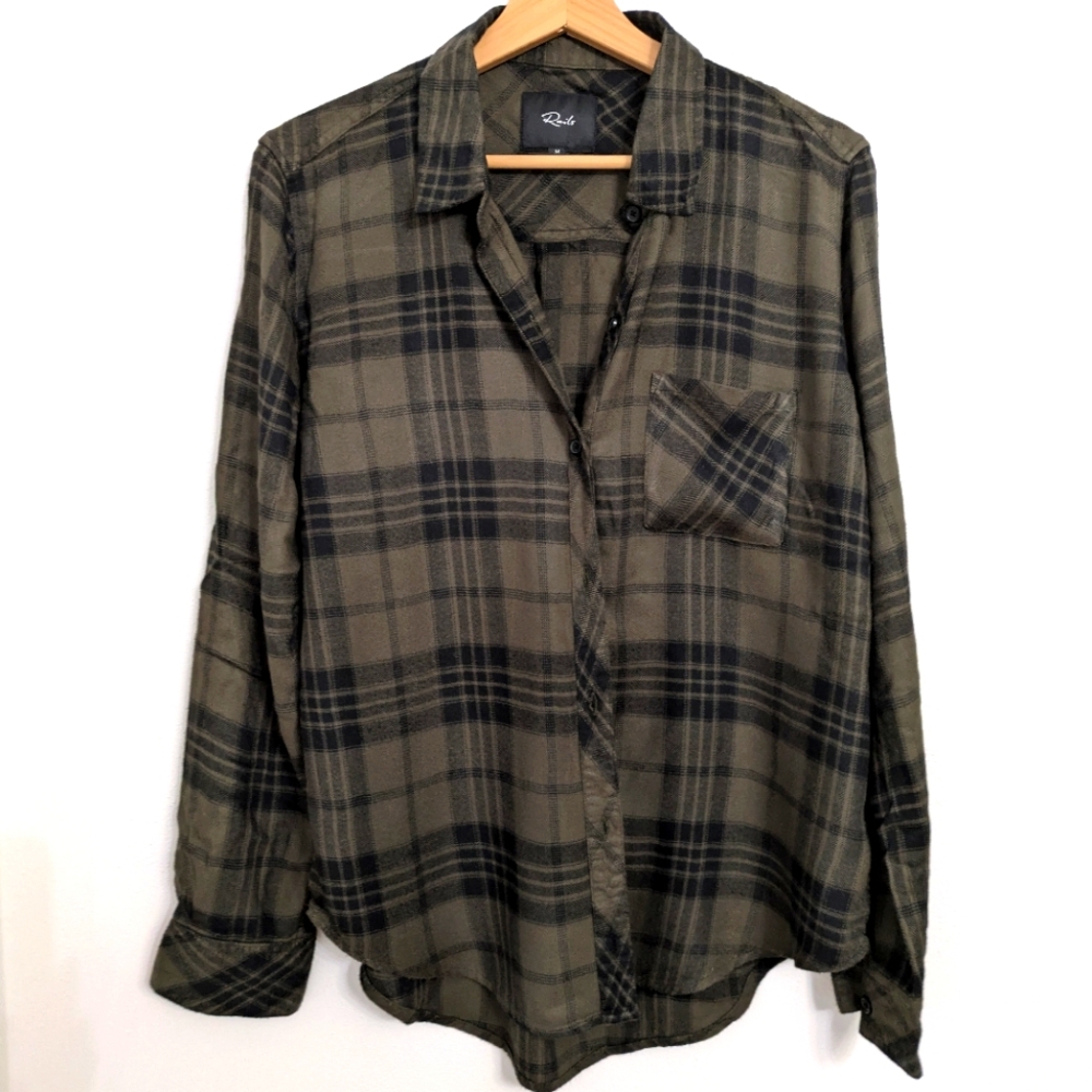 Rails Olive Plaid Button-Up Shirt